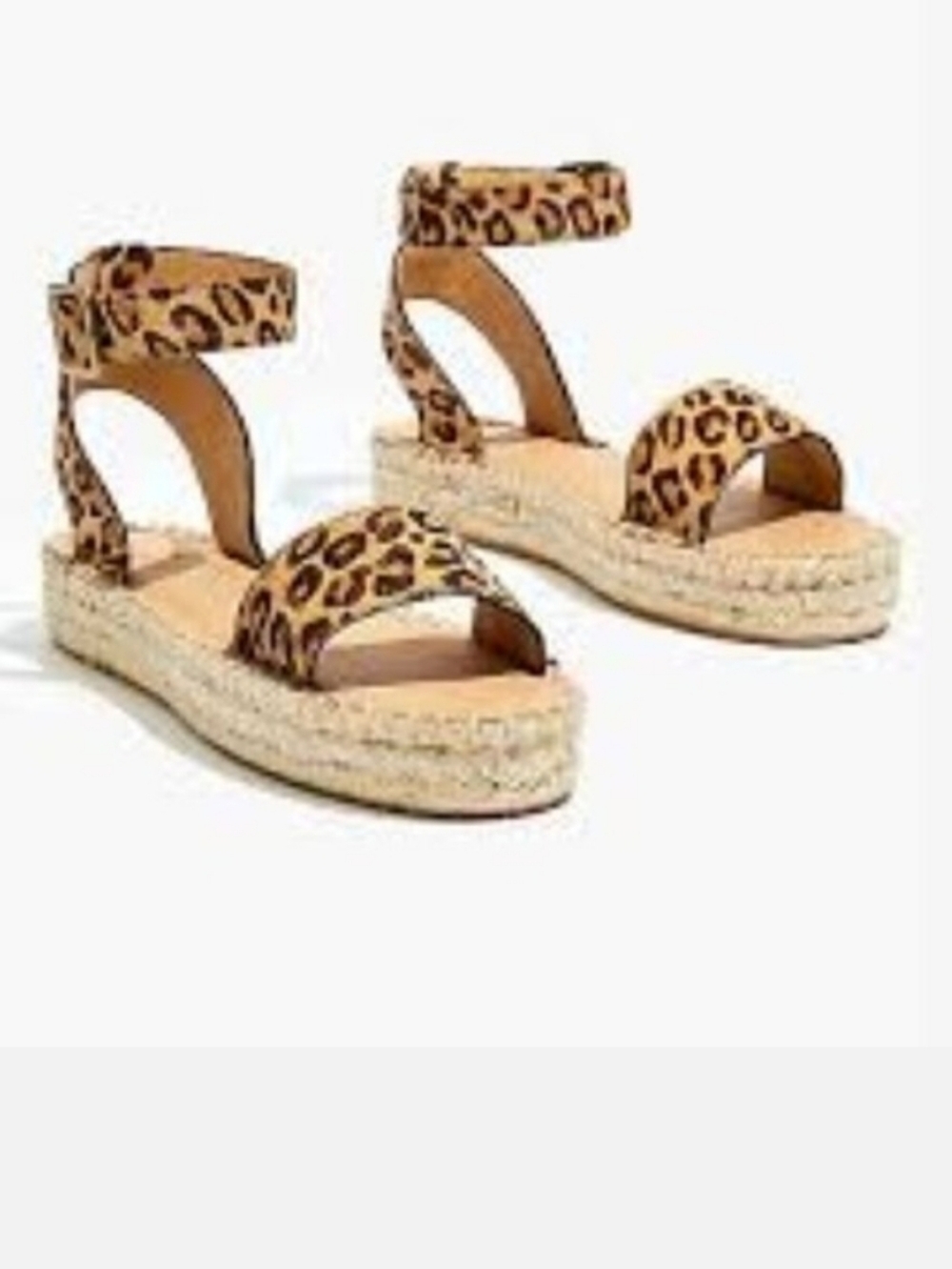 Soludos Cadiz Espadrille Sandals Leopard Calf Hair Platform Flatform Size 11